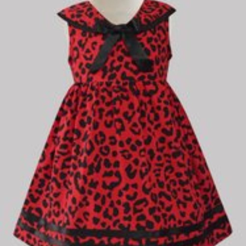 A.T.U.N. Scarlet & Black Leopard Print Welma A-Line Dress 7-8 years